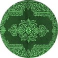 thumbnail image 1 of Ahgly Company Indoor Round Medallion Emerald Green Traditional Area Rugs, 3' Round, 1 of 4