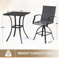 thumbnail image 4 of MRUAKA 3-Piece Patio Swivel Bar Set - All Weather High Top Bistro Set with 2 Oversize Bar Stools & Metal Table for Backyard, Garden, Porch (Dark Gray), 4 of 6