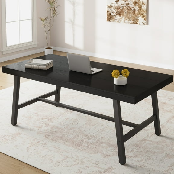 【only table】78.7" Long Rectangle Dining Tables, Industrial Dining Table for 6~8 People, Kitchen Table with Sturdy Metal Frame, Dinner Tables, Dining Room Table for Kitchen, Dining Room