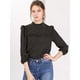 thumbnail image 2 of Allegra K Top de blusa de lunares de manga larga con cuello alto y volantes vintage para mujer Negro M, 2 of 6