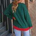thumbnail image 3 of MIUOWANP Fall Sweatshirts for Women 2024 Graphic Ladies' Fashionable Loose Casual Striped Color Blocked Round Neck Button Up Long Sleeved Shirt Army Green S, 3 of 4