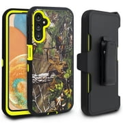 For Samsung Galaxy A14 5G Heavy Duty Phone Case w/ Belt Clip Holster & Built in Screen Protector - Camo Green