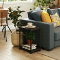 thumbnail image 4 of LEDREM Slim Side Table, Small End Table with 2-Tier Storage & Adjustable Feet, 19.7 Inch Narrow Nightstand, Black, 4 of 6