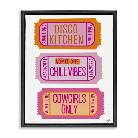 Stupell Industries Disco Kitchen Phrase Tickets Text & Numbers Painting Black Floater Framed Canvas Art Print Wall Art, 17 x 21