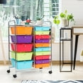 thumbnail image 2 of Costway 15 Drawer Rolling Storage Cart Tools Scrapbook Paper Office School Organizer Colorful, 2 of 9