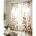 thumbnail image 5 of Brown Yellow Eucalyptus Leaves Sheer Curtains 84 Inch Length 2 Panels Set for Living Room/Bedroom, Watercolor Spring Summer Botanical Kitchen Curtains Grommet Curtains Window Treatments 42"x84"x2, 5 of 7