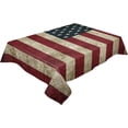 thumbnail image 2 of 4th of July Tablecloth Rectangle/Oval Patriotic Table Cloth Independence Day Retro National American Flag Waterproof Tablecloths Patio Stainproof Polyester Table Cover Protector Decoration 60x84in, 2 of 6