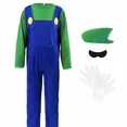 thumbnail image 3 of Disfraces de cosplay de los hermanos fontaneros, divertidos trajes de carnaval de Halloween para hombres y mujeres, mono elegante con sombrero, bigote y guantes., 3 of 6