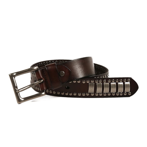 Xingzhi Belts Vintage Casual Cowhide Personality Belt Leather Punk Strap Jeans Accessories Men Clothing Costume Decoration Coffee 105CM