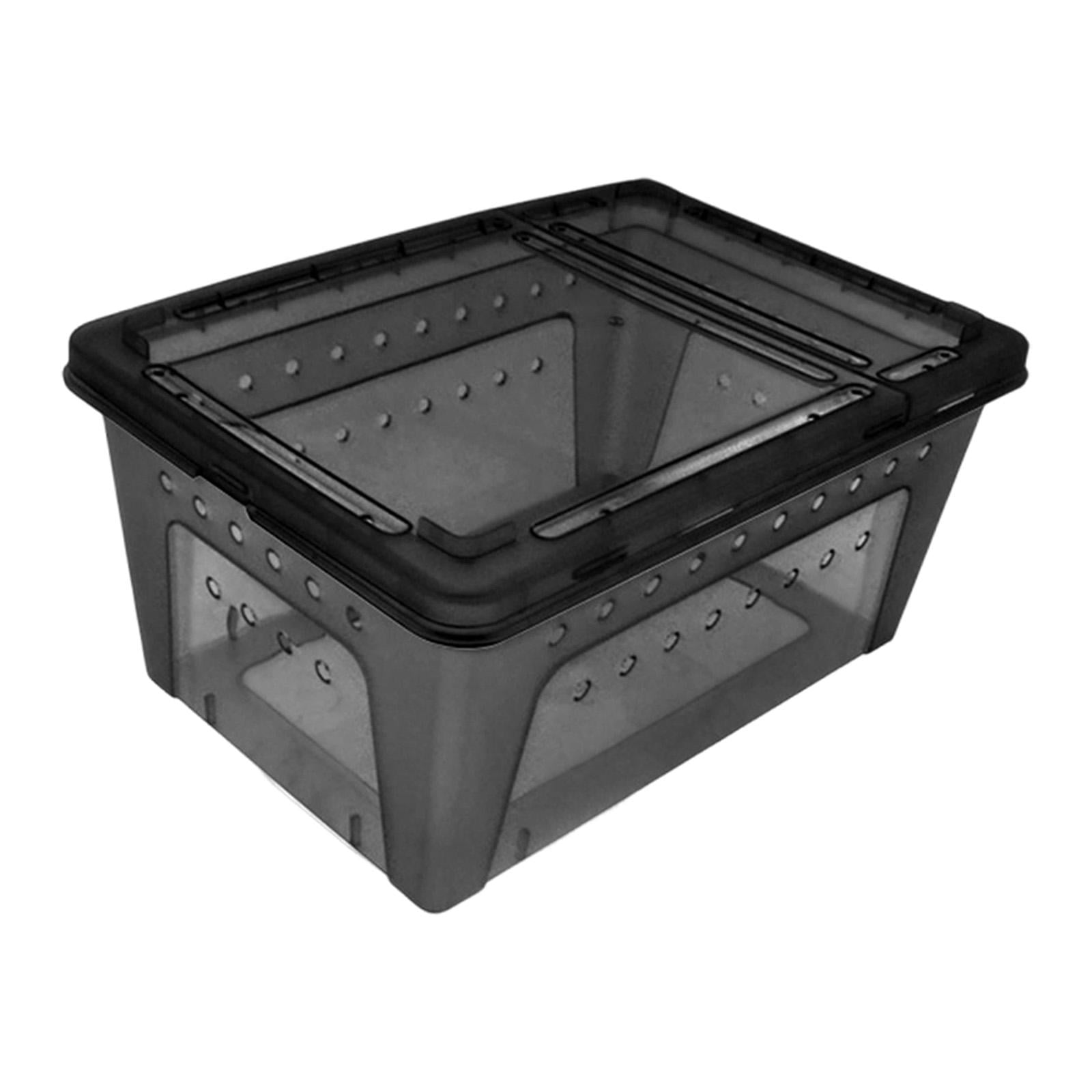 Fzaqwen Reptile Terrarium Enclosure Double Opening Turtle Habitat Sturdy Reptile Breeding Box Container for Terrapin Amphibians Snake Black