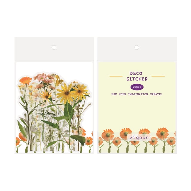 Bolsa con pegatinas de flores, impermeable, transparente, PET, cuenta de mano, diario, material de tulipán, cuenta de mano, pegatina