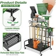 thumbnail image 6 of Garden Tool Organizer Rack with Wheels Up to 39 Tools, Heavy-Duty Steel Yard Tool Organizer for Garage Storage with 12 Hooks, Broom Holder & Garden Tool Rack for Shed, Patio, Outdoor Use, Black, 6 of 7