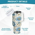 thumbnail image 4 of 40 oz Insulated Stainless Steel Tumbler Double Wall Stainless Steel Tumbler with 2-Way Drinking Elegant and Timeless Blue Flower, 4 of 9