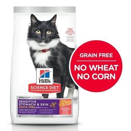 Hill's Science Diet Adult Sensitive Stomach & Skin Grain Free Dry Cat Food, Salmon & Yellow Pea Recipe, 13 lb