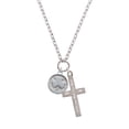 thumbnail image 2 of Delight Jewelry Silvertone Shamrock - Round Seal I Set You Apart Engraved Cross Zoey Necklace, 28", 2 of 4