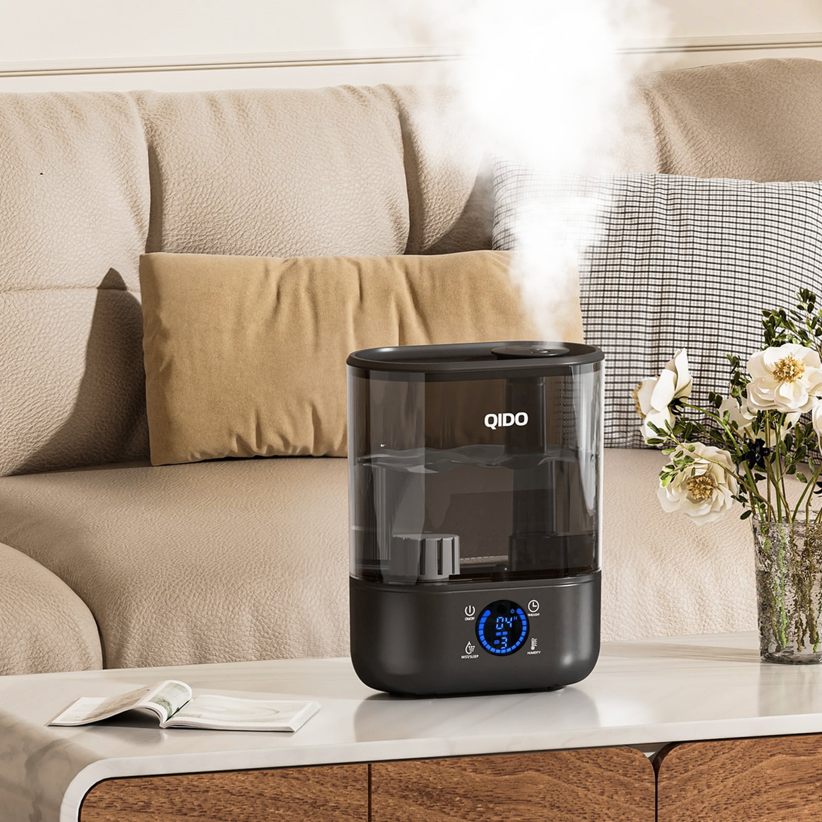 LUCKLIFE Smart Humidifiers for Bedroom,5L Top Fill Cool Mist & 36H Runtime Ultrasonic Humidifier,Quiet 28dB Essential Oil Diffuser for Baby & Plants, Black