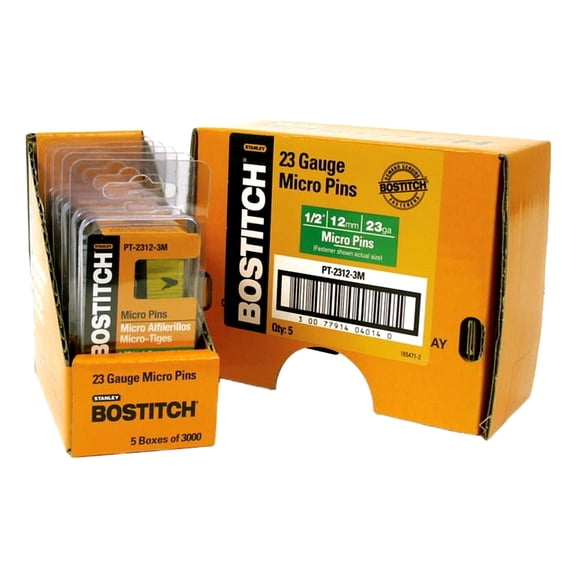 Bostitch 23-Gauge Coated Pin Nail, 1/2 In. (3000 Ct.) PT-2312-3M