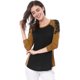 thumbnail image 2 of Camiseta Para Mujer Mangas Raglán Apliques Bordados Florales Bloque De Color Marron L Unique Bargains Camiseta, 2 of 6