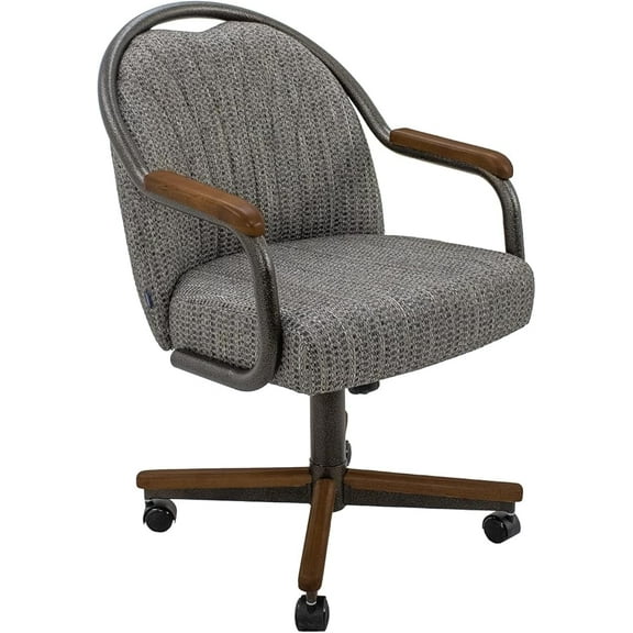 Chromcraft Set of 1 Kitchen Dining Chairs Swivel-Tilt Caster Dining Room Chairs Upholstered Memory Foam Chairs with Soft Rolling Wheels for Kitchen and Dining Room((Revive Mineral-Walnut)