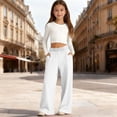 thumbnail image 6 of Resicozy Girls Sweatpants Wide Leg Elastic Waist Casual Sweat Pants with Pockets Baggy Athletic Pants for Kid Clothes 2-13 Years White 100, 6 of 6