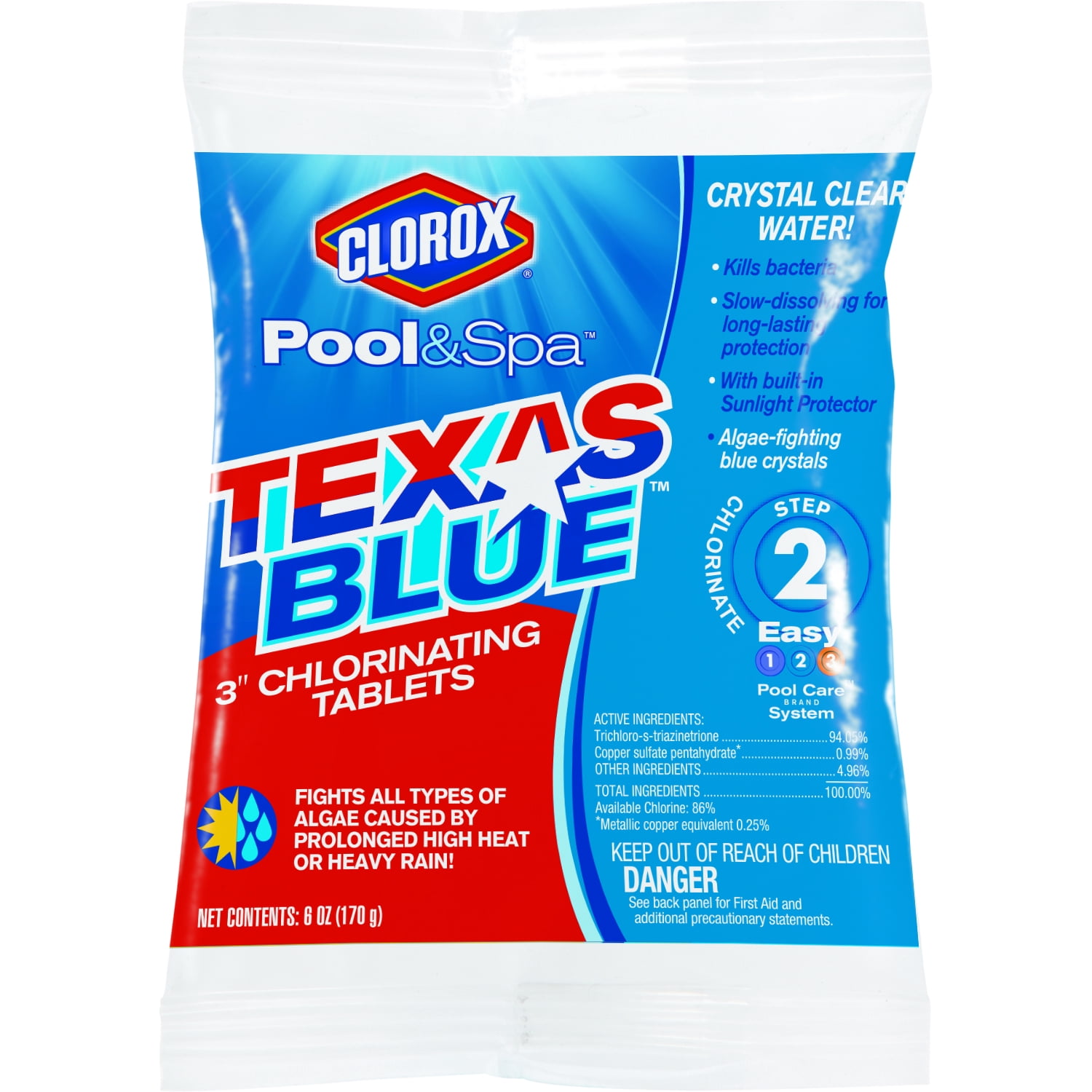 Clorox Pool&Spa Texas Blue 3" Chlorinating Tablets, 6 oz