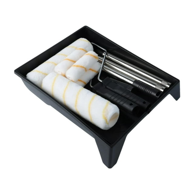 Kit de rodillos de pintura con marco decorativo, suministros portátiles para pintar casas con poste de extensión, cubiertas de rodillos para techos de