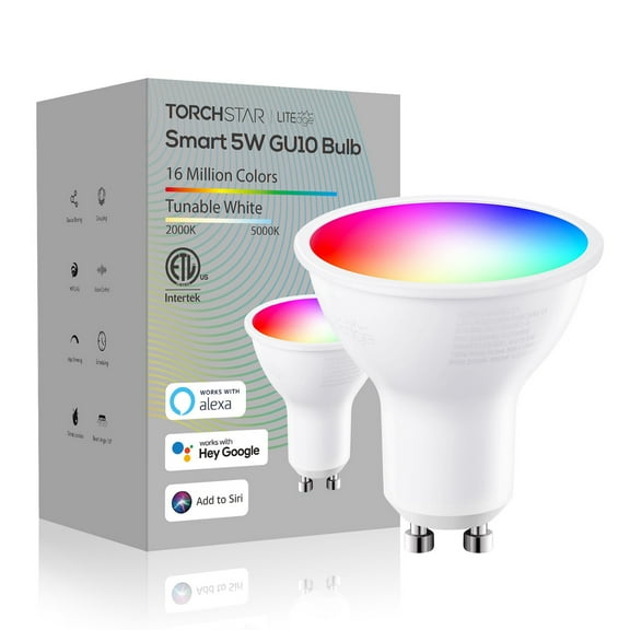 TORCHSTAR 8 Pack GU10 LED Smart Spotlight Bulbs Dimmable, RGB Color Changing, 40W Equivalent