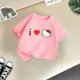thumbnail image 5 of Camiseta de verano de Hello Kitty para niños y niñas, camiseta creativa con estampado informal de calle, moda Y2K, cuello redondo, camiseta de dibujos animados para bebés y niños, 5 of 5