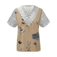 thumbnail image 5 of ICHUANYI Clearance Women Fashion Summer Sexy Fold Printed Regular Women Short Sleeves V Neck Button Top(Khaki, XL) ICHUANYI WER2023081008525, 5 of 5