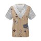thumbnail image 5 of ICHUANYI Clearance Women Fashion Summer Sexy Fold Printed Regular Women Short Sleeves V Neck Button Top(Khaki, M) ICHUANYI WER2023081008523, 5 of 5
