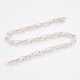 thumbnail image 2 of 1pc Brass Round Oval Paperclip Chain Necklace Making with Lobster Claw Clasps Rose Gold 24.4 inch(62cm) Link: 12x3.5x0.8mm, 2 of 2