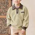 thumbnail image 2 of KPOPLK Boys Long Sleeve Lapel Neck Shirts Soft Knit Tee Regular Fit Top for Fall Daily Wear Toddler Boy Long Sleeve Shirt,Size 13-14 Years, 2 of 5