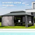 thumbnail image 3 of Domi Outdoor Living 12’x18’ Hardtop Gazebo, Aluminum Frame Canopy with Galvanized Steel Double Roof, Permanent Outdoor Metal Pavilion with Curtains & Netting for Patio, Backyard & Lawn,Gray, 3 of 8