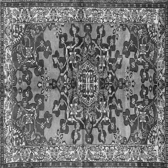Ahgly Company Indoor Square Medallion Gray Traditional Area Rugs, 6' Square
