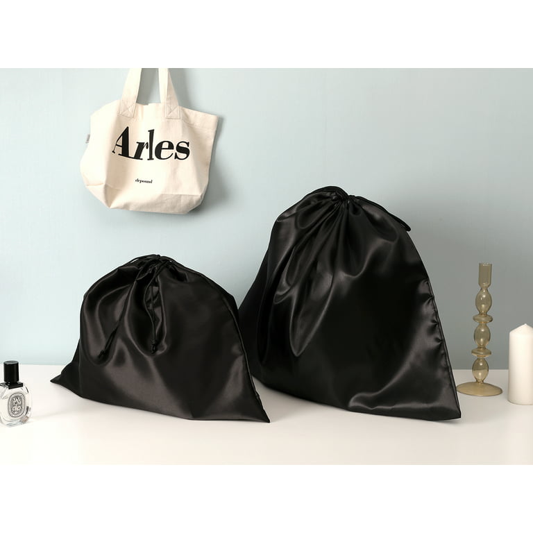 Plasmaller Dust Cover Storage Bags Silk Cloth with Drawstring Pouch for Handbags Purses Pocketbooks Shoes Boots Set of 6, Black (23.6 x 19.6 in)