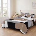 thumbnail image 2 of Queen Quilt Set 90''x96'', Brown Black Grey Lightweight Bedspread Coverlet with 2 Pillow Shams, Middle Century Irregular Geo Abstract Art Breathable All Season Quilt Bedding for Bedroom/Guest Room, 2 of 9
