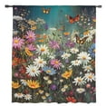 thumbnail image 2 of Spring Floral Semi Sheer Curtains Drapes for Living Room,Bedroom,French Doors Window 45 Inches Long,Colorful Daisy Summer Botanical Butterfly Rod Pocket Chiffon Curtain Drapery Voile Draperies Panel, 2 of 6