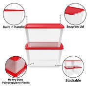 SimplyKleen 14.5-Gallon Reusable Stacking Plastic Storage Containers with Lids, Red/Clear (Pack of 4)