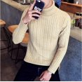 thumbnail image 3 of Suéter de cuello alto de color sólido de invierno, suéter de punto para hombre, suéter de estilo coreano para adolescentes, 3 of 6
