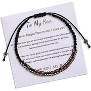 SHIQIAO SPL To My Son Morse Code Bracelet for Birthday Christmas Gift for Son Inspirational Gifts from Mom Dad I Love You Gift for Son Hematite Beaded Bracelets for Boys from Parents