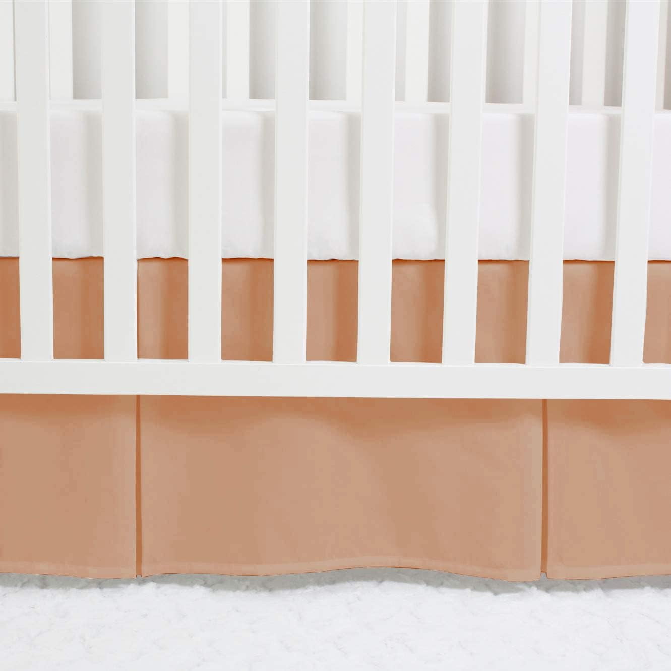 1 Piece Crib Pleated 100% Egyptian Cotton 800 Thread Count Bedskirt for Baby Boys Girls Crib Pleated Toddler (28” x 52” x 14’’) Bed Skirt - Blush Solid