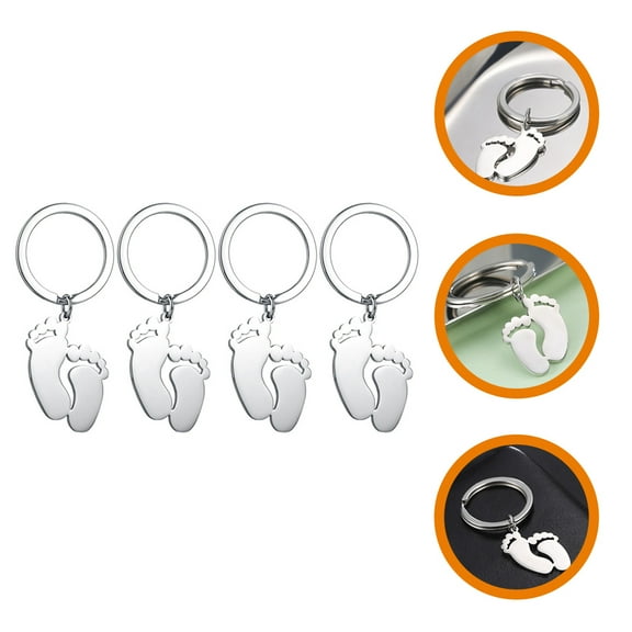 FRCOLOR Baby Shower Souvenir Stainless Steel Keychain with for Decoration Silver