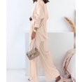 thumbnail image 6 of Women'S Solid Color Collared Blouse and High Waist Pants Two Piece Set Fashion, 6 of 9