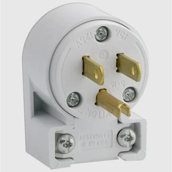 Leviton Commercial Pvc Angle Blade Plug 5-15P 18-12 Awg 2 Pole 3 Wire