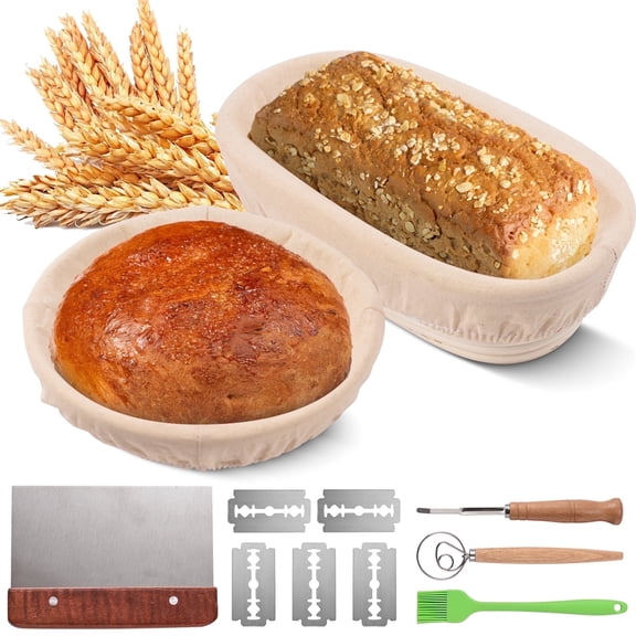 Aoresac Sourdough Starter Kit, Sourdough Bread Baking Supplies, Bread Proofing Basket, Bread Making Tools Kit, Sour Dough Kit Tools, Sourdough Proofing Basket, Sourdough Kit Gifts for Bakers Women Wi