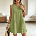thumbnail image 6 of Dvprdro Womens Casual Summer Mini Dress Crewneck Sleeveless Ruffle Detail Side Pockets Shift A Line Dress Solid, 6 of 8