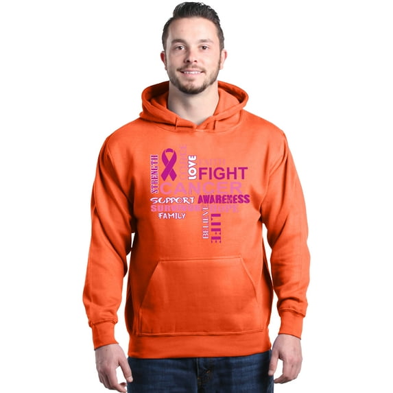 Shop4Ever Men's Breast Cancer Support Fight Ribbon Awareness Hooded Sweatshirt Hoodie