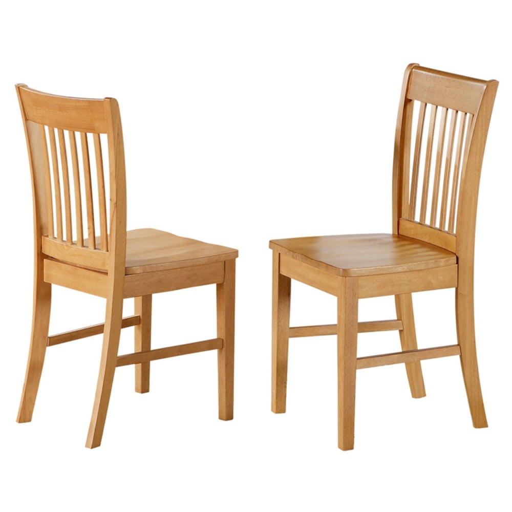 East West Furniture Norfolk Dining Chair with Wooden Seat Set of 2