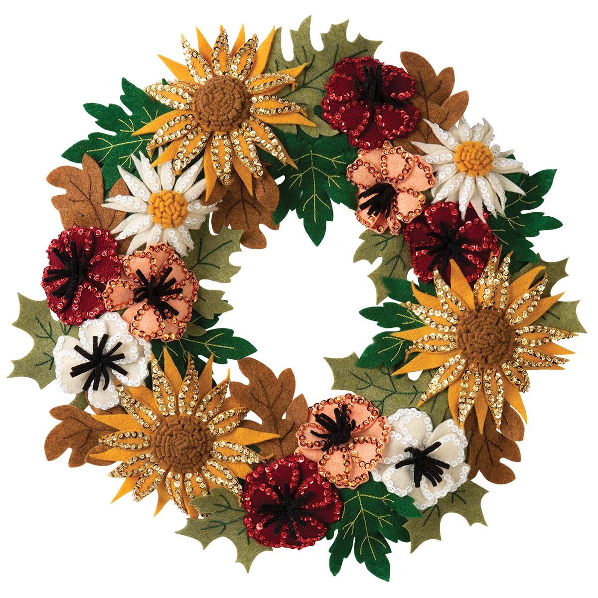 Felt Flowers Felt Wreath Mini Wreath Home Decor Floral Decor Nursery Decor Bathroom Decor Wreath Wall Decor Flower Wreath