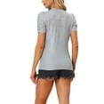 thumbnail image 3 of INSPIRE CHIC Women's Glitter Twist Top Round Neck Puff Sleeve Stretch Casual T-Shirt XS Silver, 3 of 6
